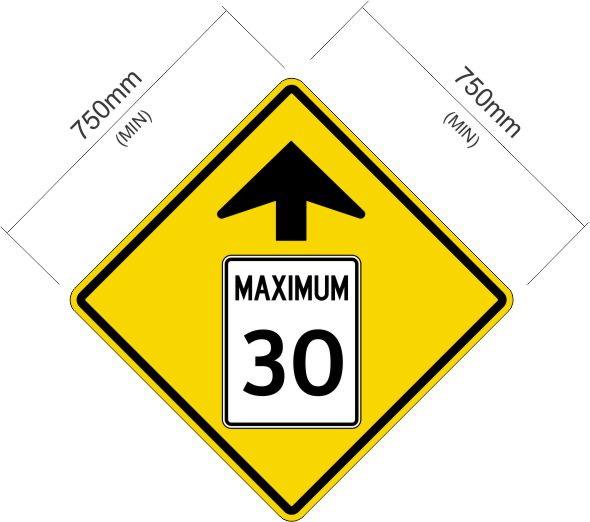 Maximum 30 ahead sign