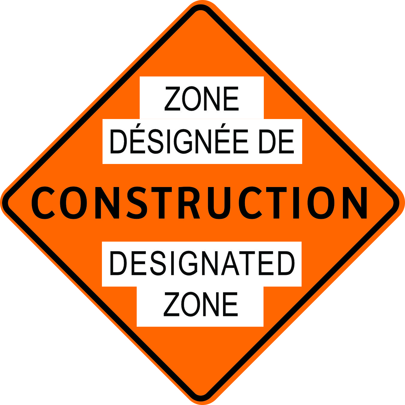 designated construction zone bilingual sign