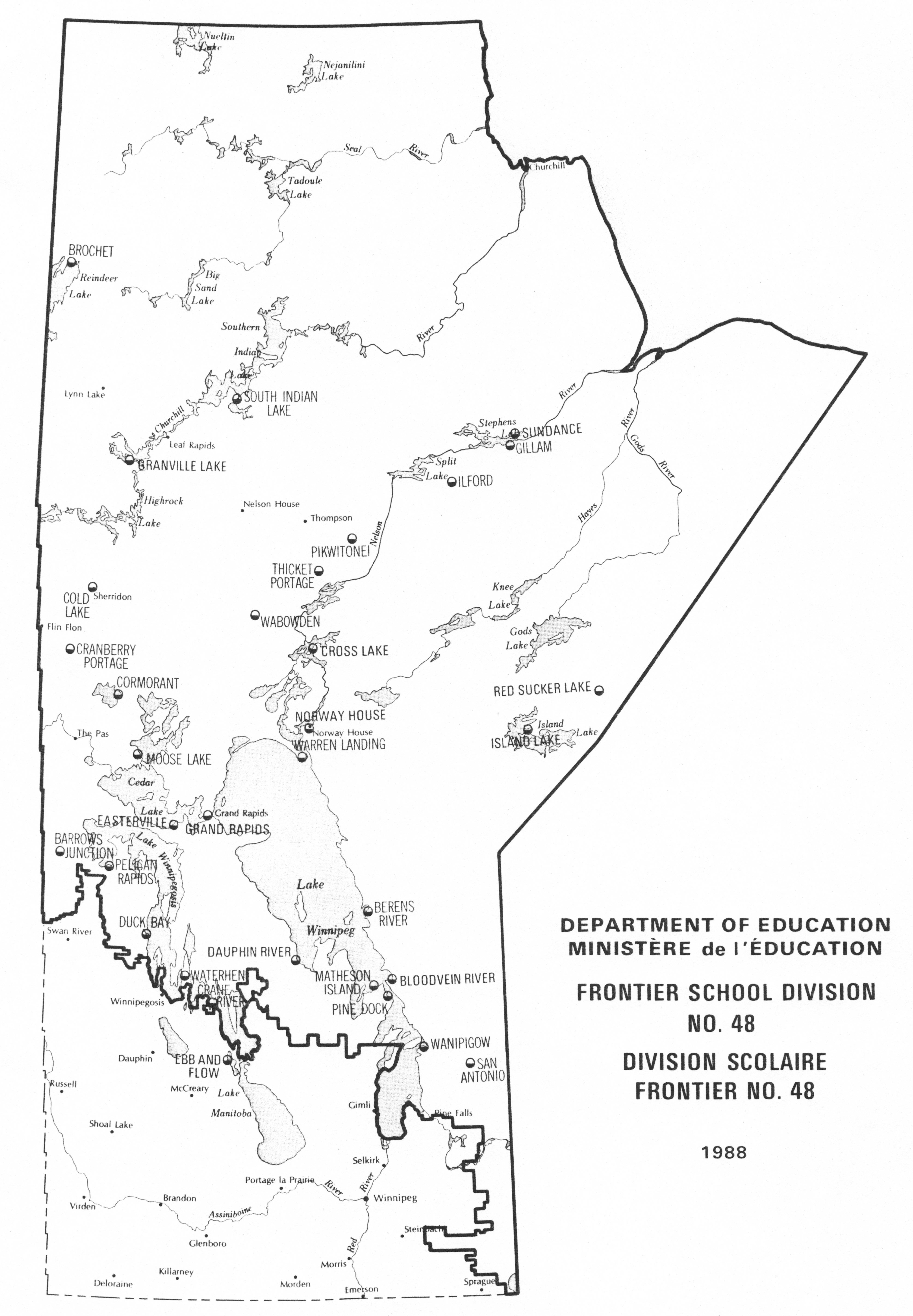 map of Frontier School Division