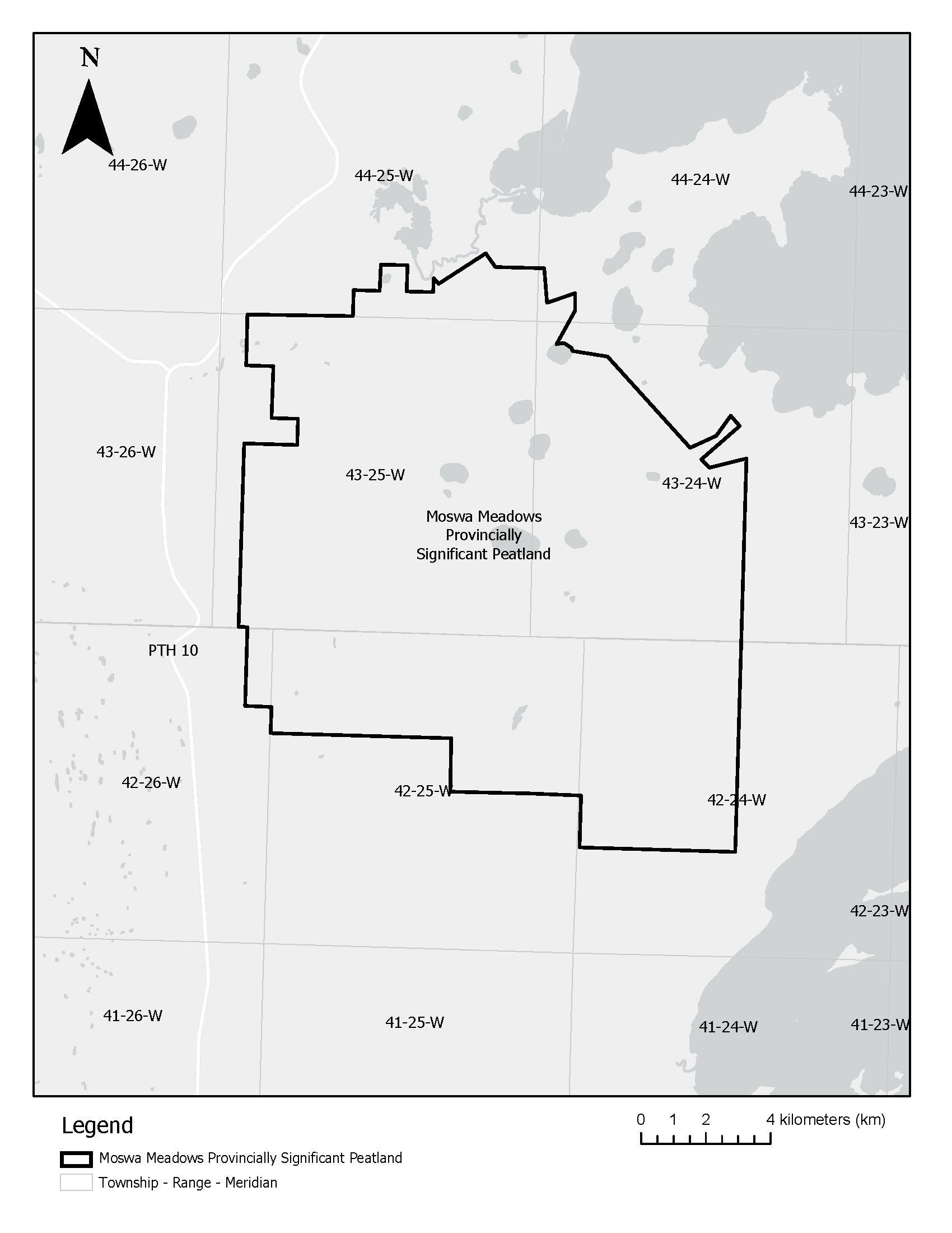 map of Moswa Meadows Provincially Signifcant Peatland