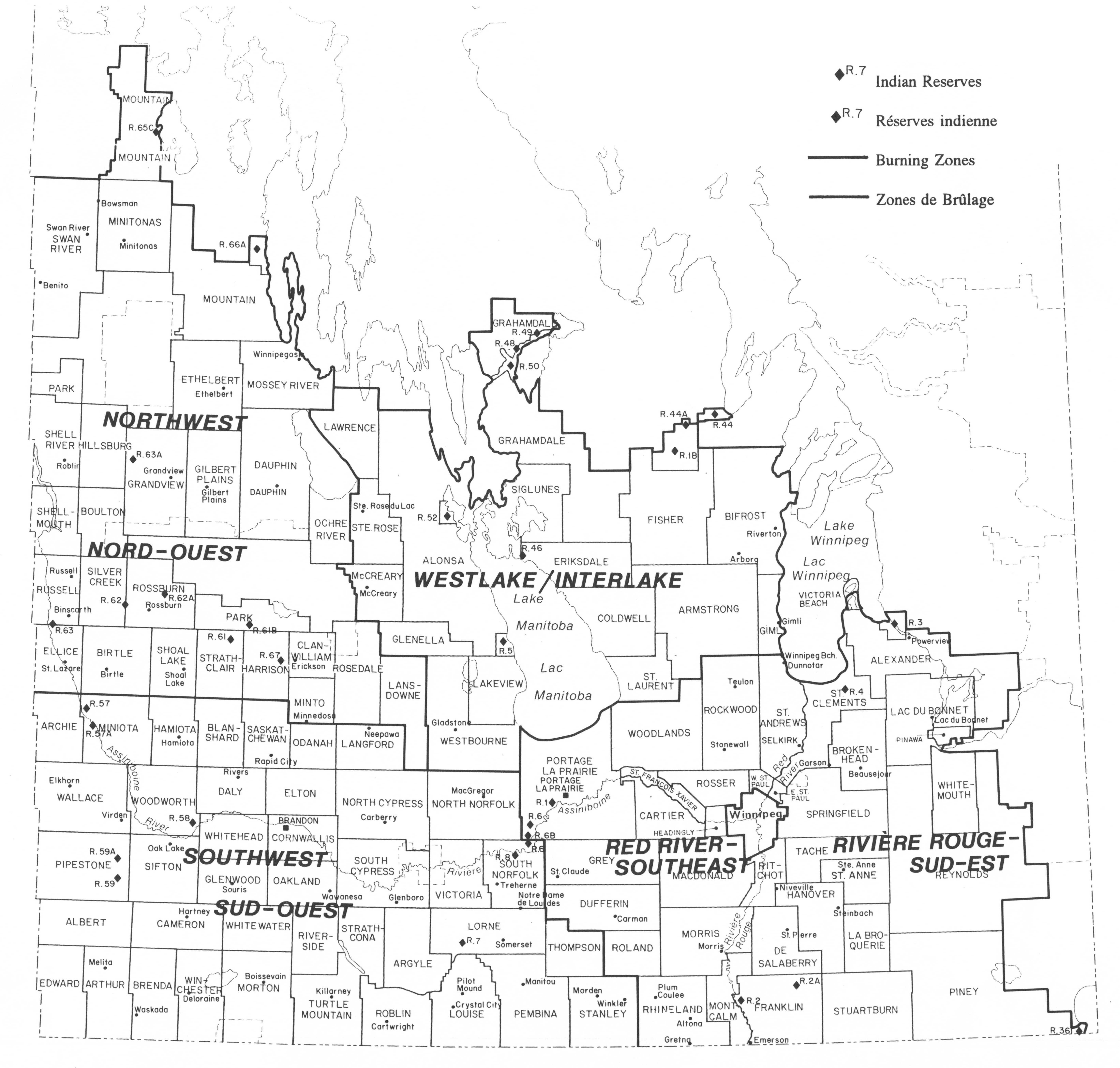 map of municipalities and burning zones