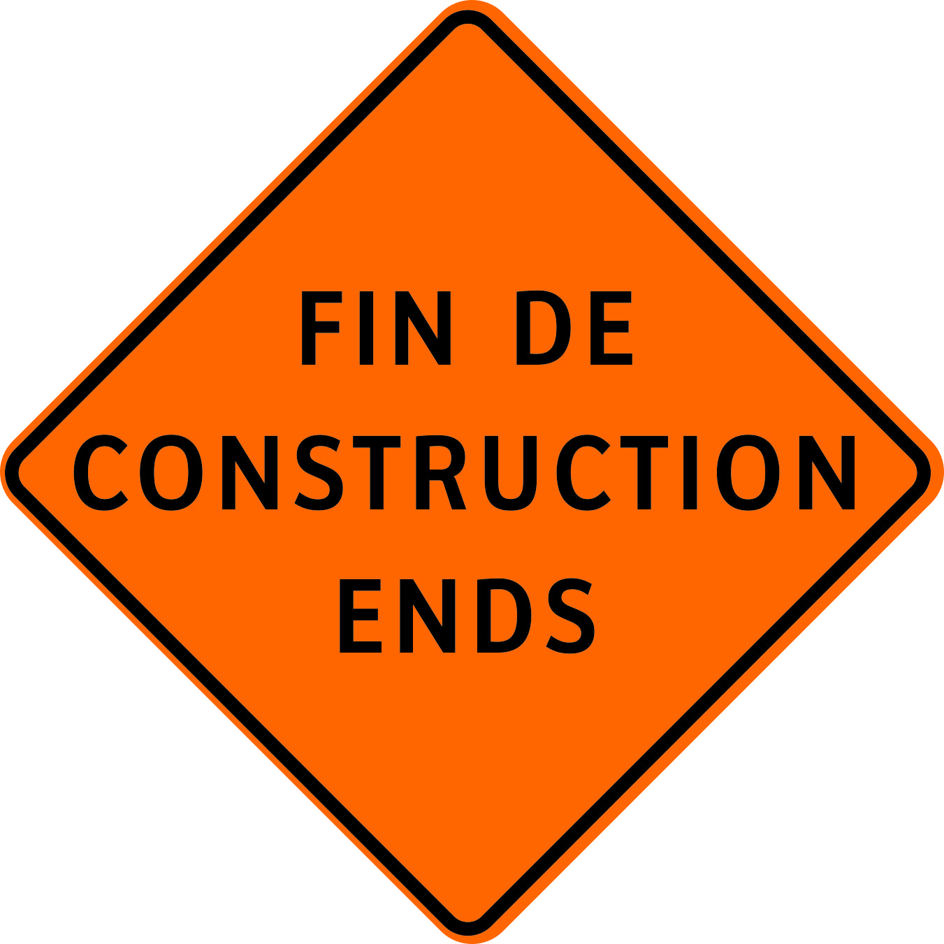 construction ends sign (bilingual)