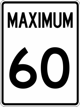 maximum 60 speed limit sign
