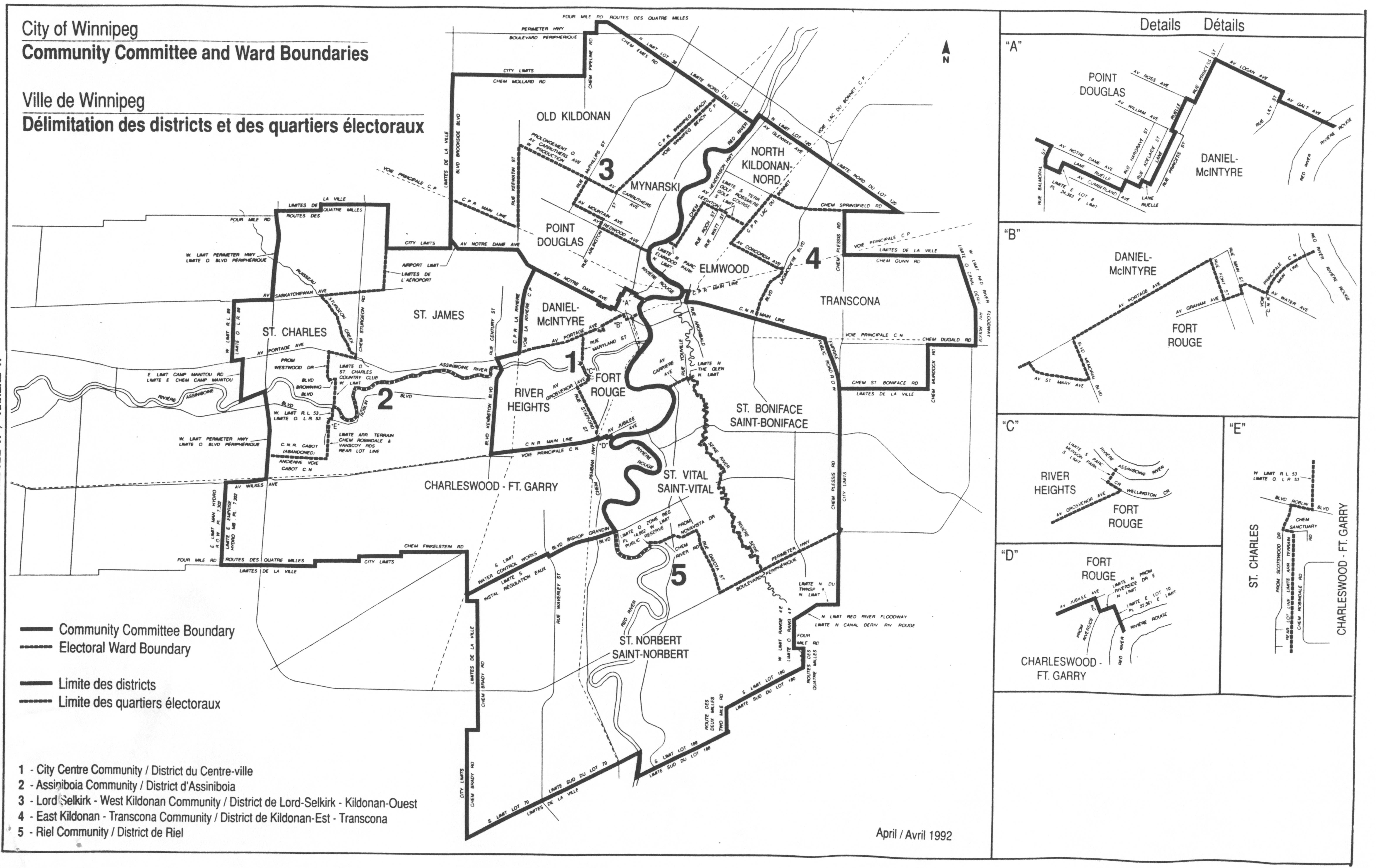 City of Winnipeg community committee and ward boundaries